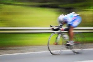 Blur of cyclist in motion